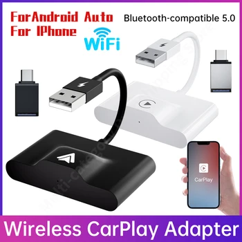 Безжичен адаптер CarPlay за Android/Apple за връзка с безжична мрежа, Android Auto Dongle Car Ai Box Автоматично автомобилен адаптер WiFi за Онлайн Ъпгрейд