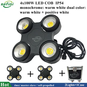 1 × Калъф 2 × LED 4x100W IP54 COB Audience Light 4 Очи COB Blinder Light Допълнително управление индивидуално за Концерта Дискотеки Партита