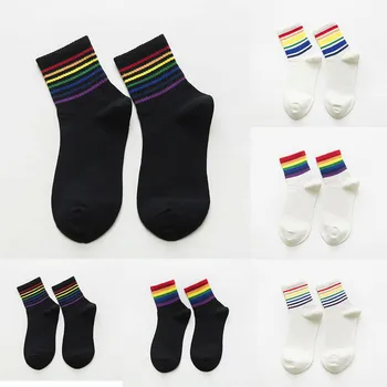 1 Чифт женски чорапи Улични ученически чорапи със Средна дължина на ивици с забавен принтом, Влагоотводящие ластични чорапи-лодка Cycling Сокс