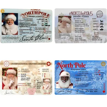 2023 Коледна Картичка Дядо Коледа Летателни Документ За Шофьорска Книжка В Навечерието На Коледа Е Коледен Подарък За Деца Коледна Украса