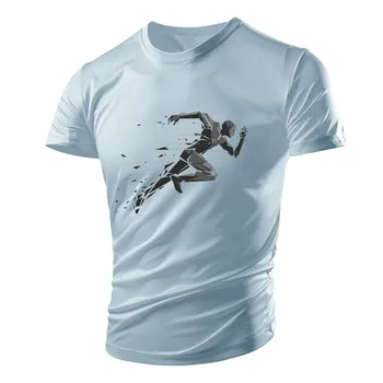 3D Лятна Нова Мъжки Hoody за Фитнес Muscle, Ежедневни Мъжки t-shirt, Дишаща Лесен Топ За Джогинг, Быстросохнущий Къс ръкав