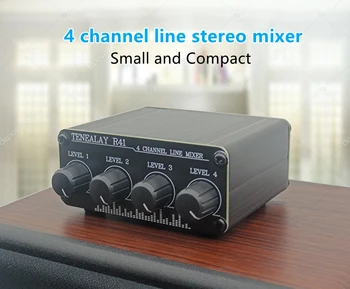4-Канален RCA аудиомикшер, блок за управление с линейни нива стерео, мини миксер пасивен