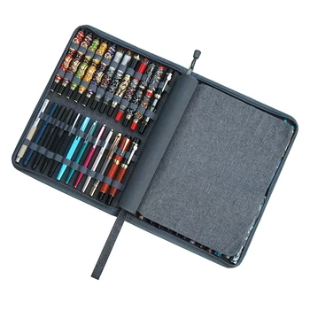 48 Слотове Сив калъф за писалка, платно държач за химикалки, калъф за дисплея, водоустойчива чанта за колекции писалки