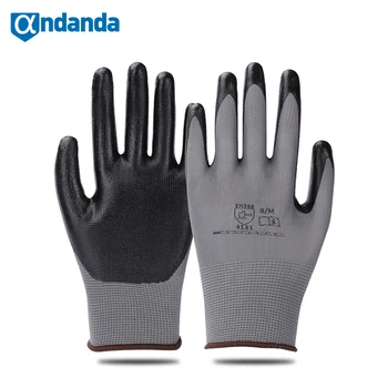 Andanda 1 Чифт работни ръкавици Защитни нитриловые Гладки ръкавици, работни ръкавици за строителство, градински ръкавици