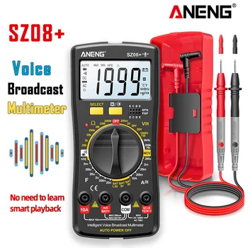 ANENG SZ08 + Цифрова Професионален Мултицет Гласова Излъчване на AC/DC Тестер за Ток Multimetro Hz hFE Ω Инструмент за Електрозахранване