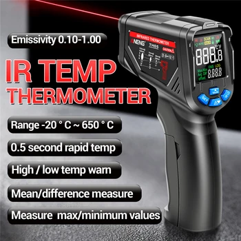 ANENG TH105 Инфрачервен Дигитален Термометър Лазерен Измерител на температура -20 ~ 650 ℃ Безконтактен Пистолет за Измерване на Температура с Инструменти VA Rev