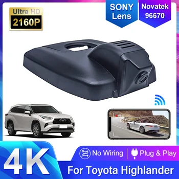 HD 4K 2160P Скрит Автомобилен Видеорекордер Dvr Dash Cam Камера За Toyota Highlander Kluger (XU50 XU70) 2021 2022 2023 Нощно Виждане