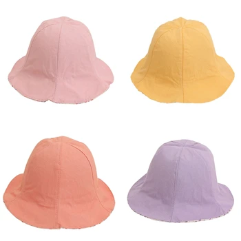 L5YF Baby for Sun Hat, летни плажни шапки-кофи, двустранен цветен модел