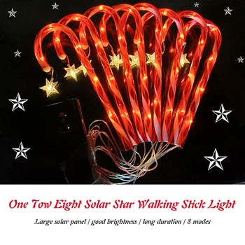 LED лампа Snow Star От Конфетного Тръстика Коледна Украса Слънчева Светлина Външната Градинска Пътека Приказни Светлини Коледен Патерица Светлинен Интериор