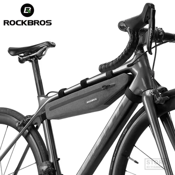 ROCKBROS 1,5 л, напълно водоустойчив мотор чанта, предната тръба, триъгълна по-дълги двойна светкавица, устойчиво на надраскване, велосипедна чанта, Аксесоари за велосипед