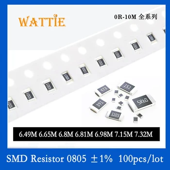 SMD резистор 0805 1% 6,49 М 6,65 М 6,8 М 6,81 Метра 6,98 М 7,15 Ч 7,32 М, 100 бр./лот микросхемные резистори 1/8 W 2,0 мм * 1,2 мм
