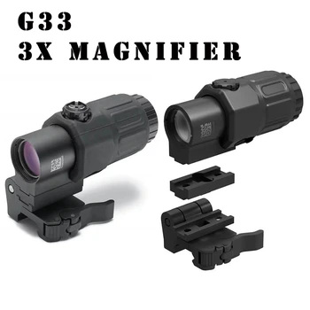 Tactical G33 3X Magnifier Red Dot с ключа към STS бърз демонтаж на Ловно оръжие 3x Magnifier Scope Черен