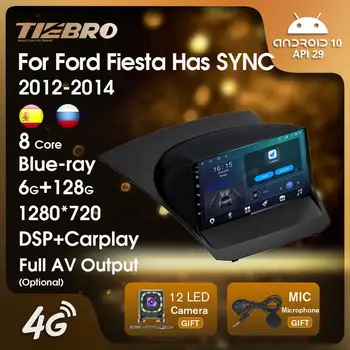 TIEBRO Android10 Автомобилен мултимедиен плеър Автомагнитола за Ford Fiesta 2009-2017 Carplay Сензорен екран на Android Аудио за кола, GPS IGO