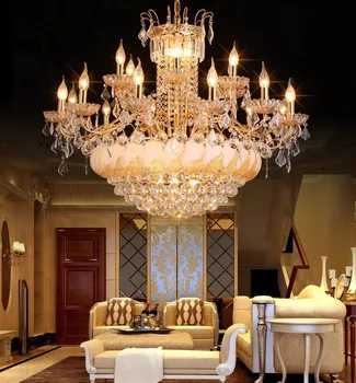 Американската Голям Кристален Полилей Лампи Европейските Луксозни Тавана Полилеи, осветителни Тела За Дома зала, Трапезария, хол