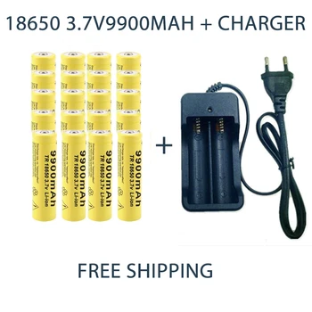 Батерия 18650, литиево-йонна акумулаторна батерия с Капацитет от 3,7 В 9900 ма, сменяеми батерии за фенерчето, Акумулаторна батерия + зарядно устройство 18650