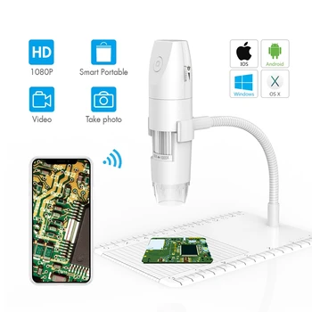 Безжична Цифрова WiFi Микроскоп 50X-1000X Преносим USB с гъвкава стойка, Монетная лупа, Помещение за ISO Android, инструменти за ремонт на КОМПЮТРИ