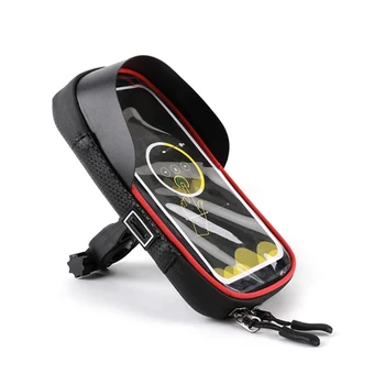 Водоустойчива чанта за закрепване на телефона на велосипед с едно докосване на екрана, Мотор чанта за телефон на кормилото за телефони с диагонал 4,5-6,4 инча, здрава