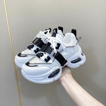 Дамски обувки за Татко, Модни Маратонки с лъскави пайети, Колекция от 2023 година, Пролет-Есен, Нова Спортна Универсална Обувки на платформа, Дамски Zapatos De Mujer