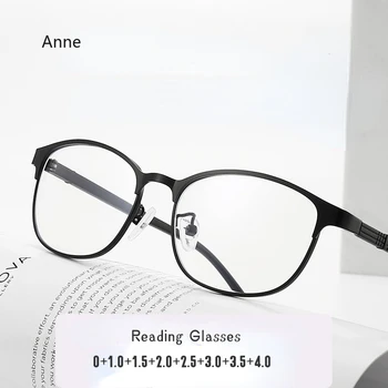 Дамски Очила за четене Cateye От Неръждаема Стомана в Ретро стил, Очила За Далекогледство, Анти-Синя Светлина За Родители, Очила с анти-синя светлина