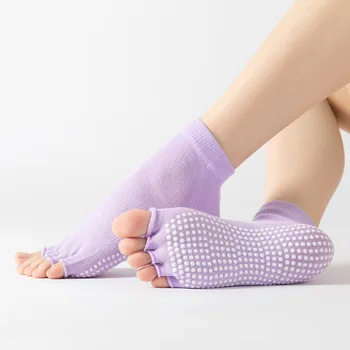 Дамски чорапи за йога с пет пръста, професионални нескользящие чорапи за танци, спортни Модни Памучни чорапи дишащи за пилатес SKC014