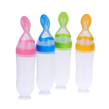 Детска силиконовата бутилка за хранене, Тренировочная лъжичка за новородено, а за хранителни добавки, Сигурна Полезна прибори за хранене за деца