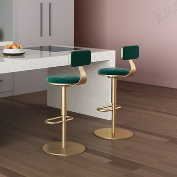 Дизайнерски бар столове Високи стойки за кухненски бар Въртящи Кадифе Бар столове Дизайнерски Стол с ергономичен sillas altas луксозно обзавеждане HY