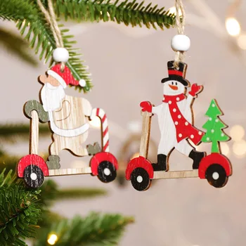 Дървена Коледна Висулка Дядо Коледа, Снежен Човек Навидад Украса На Коледна Елха Декор С Коледни Подаръци, Нова Година 2024 Весел Коледен Декор