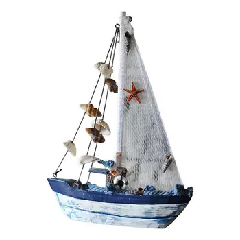 Дървена Миниатюрна Плаване с лодка Дървена модел на Ветроходна лодка Декор на Морска Рибарска лодка Украшение Начало декор за детски партита