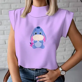 Женска тениска, топ без ръкави, с дизайн на Мечо Пух, Disney, 2023, лятна новост, безплатен универсален жилетка с принтом улица Харадзюку