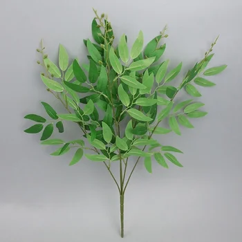 Изкуствени цветя, изкуствени букет копринени фалшиви листа зелена изкуствена зеленина домашно сватбена украса растение в джунглата организиране на партита