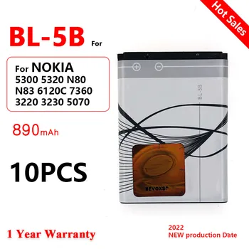 Истински Акумулаторна Батерия за мобилен телефон BL-5B за Nokia BL5B 5300 5320 N80 N83 6120C 7360 3220 3230 5070 BL 5B Батерии 890 mah