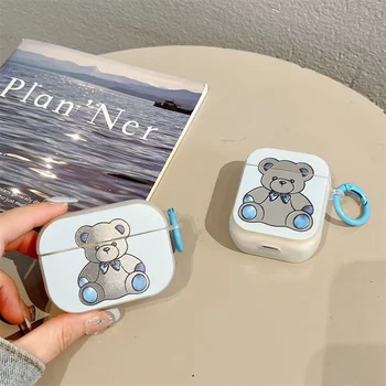 Калъф за слушалки AirPods Pro 2rd, чанта за слушалки с приятен анимационни мечка, калъф за AirPods 1 2 3, мека защитно покритие за зарядното устройство от падане