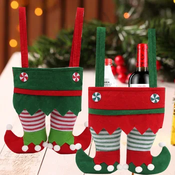 Коледен подарък, Опаковки за шоколадови бонбони Elf, Коледен пакет за вино, Чорапи, Пакет за кола Elf, Коледно Червено-Зелена Опаковка за бонбони, Коледни Чорапи