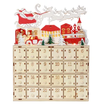 Коледен фестивал за Обратно отброяване Подарък кутия за слепи Играчки 29x22,5x8,5 cm Чемшир Коледа използването на батерии AAA Изделия от дърво 24 Окото