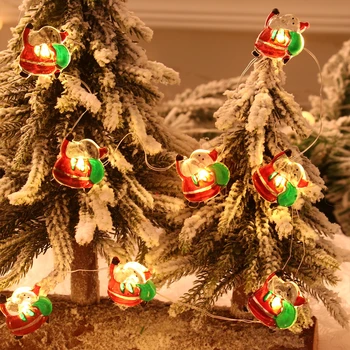 Коледна Led Венец Струнни Светлини, Дядо Коледа, Снежен Човек Коледно Дърво Декор Коледна Украса 2023 Украшение Навидад Нова Година 2024
