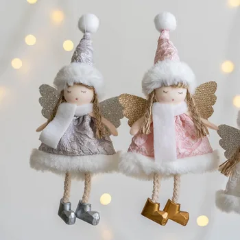 Коледна окачване, Розова кукла-Ангел с крила, Коледна Елха за Момичета, Подвесное Украса за дома партита, Празнични подаръци