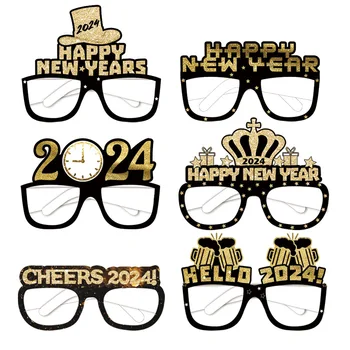 Коледни очила от хартия Черен и златист цвят 2024 г., подпори за парти