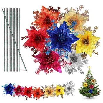 Коледно дърво Декор Венец Цветя украса Украса на Цветя Изкуствени Фалшиви Коледни декоративни