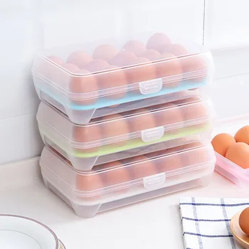 Кутия за съхранение на яйца с 15 решетки, Картонена калъф за яйца, Тава за яйца с капак на чекмеджето, Хладилни шкафове, Отделение за съхранение на Яйца, Поставка за яйца