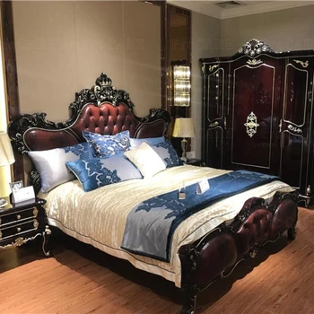 легло в европейски стил кралски размери, кралската мебели, комплекти за спалня в хотел от древното злато