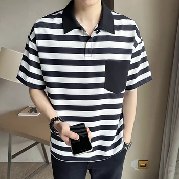 Лятна нова Мъжки Модни и Ежедневни Корейската версия 2023, Тънка Удобни Дишащи Риза с много застежек-мълния, тениска със средния ръкав