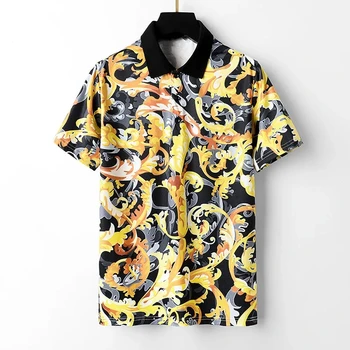 Мъжка Лятна бизнес ежедневни риза с къси ръкави златист цвят Gotoola 2023, Памучен ежедневни тениска от висок клас с къс ръкав, дишаща тениска