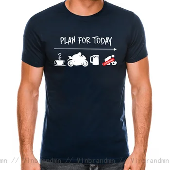 Мъжки t-shirt Онази Смешни Eat Sleep, Мотоциклетът Тениска Dirt Biker, План за днес, да Пият Кафе, да яздят, да Пият Бира И Дамски тениски