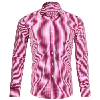 Мъжки ежедневни риза в малка клетка с дълъг ръкав от САЩ, официално мъжко облекло