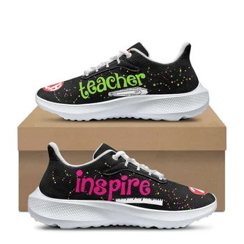 Нова мода дамски ежедневни обувки на плоска подметка с принтом Inspire Teacher, мека Удобна лятна спортни обувки за улицата, маратонки за ежедневната работа