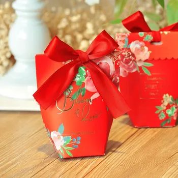 Нови Подаръчни кутии за цветя и шоколадови бонбони, подаръчни пакети с панделка, Сватбени сувенири, Книжен Подарък кутия за сватба и годеж