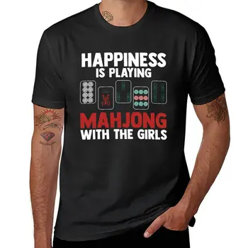 Ново щастие - играй Mahjong с момичета, Тениска за играчи на Маджонг, тениски големи размери, мъжки ризи