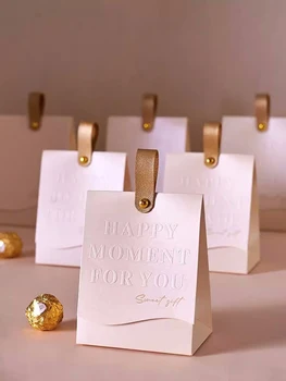 Подарък за опаковане на бонбони с тисненой печат, мини-опаковка за сватби, рождени дни и тържества, с веревочной дръжка, сватбена украса