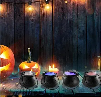Пот вещица за Хелоуин с цветни противотуманным устройство за създаване на мъгла Декор за Хелоуин за празниците Украса за партита на открито Декор Пушек машина