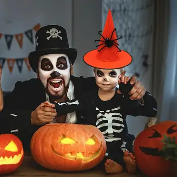 Преносима шапка, лека Здрава Удобна детска Черна шапка на вещица за партита за Хелоуин, лек костюм с паяк